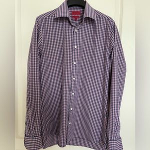 McEarl Men’s Shirt. Long Sleeve Button Up Size M. Stretch. Red Blue White